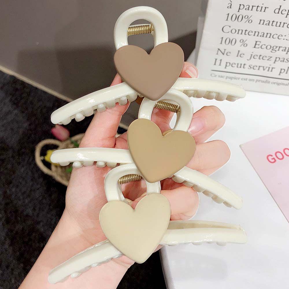 Kẹp Tóc Hình Trái Tim Màu Đen / Be Thời Trang Hàn Quốc Xinh Xắn Cho Nữ WMES15H