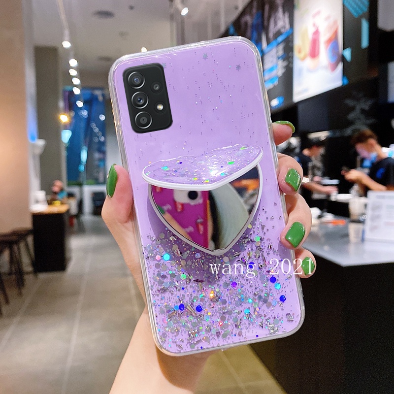 Ốp Điện Thoại Có Gương Trang Điểm Hình Trái Tim Cho Samsung Galaxy A73 A53 A33 M23 M33 5G A13 A23 LTE 4G 2022