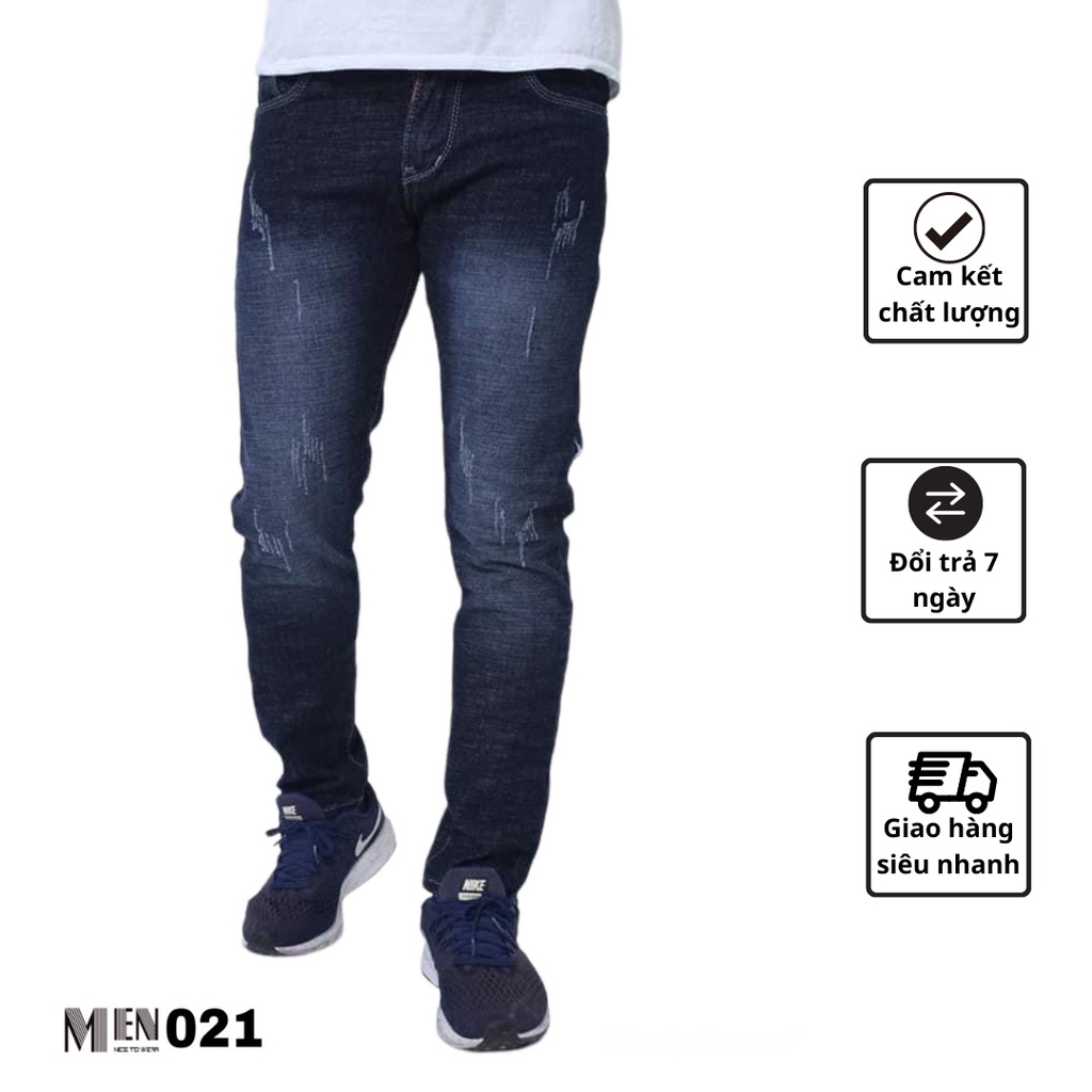 Quần jean nam - Quần bò nam MENSTYLE vải cao cấp không phai màu, xù lông, co giãn thoải mái, màu xanh đen
