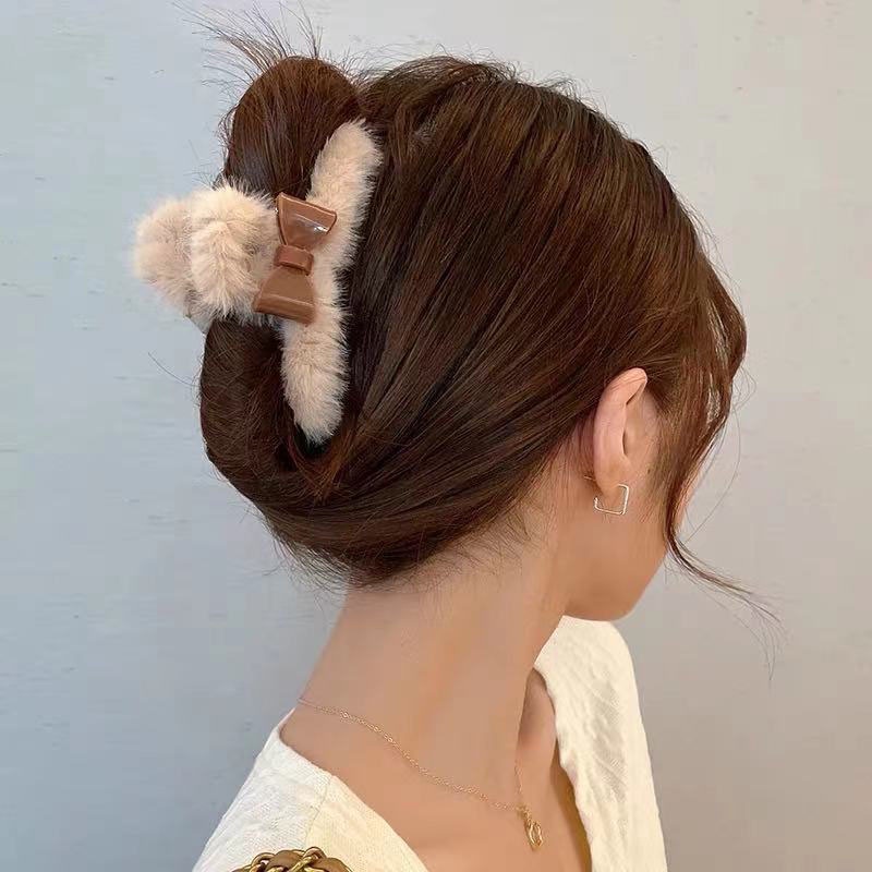 Kẹp bấu tóc vải bông đính nơ lớn thời trang thu đông mới