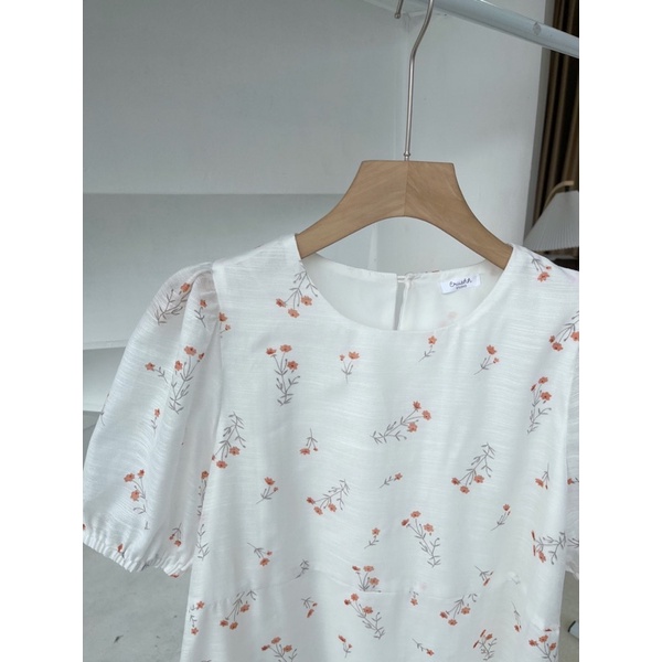 D16 - Đầm babydoll tơ hoa cam