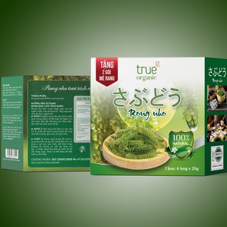 Combo 2 hộp rong nho tách nước True Organic ( 150gr 1 hộp 6 gói ) giàu dinh dưỡng- công nghệ tách nước Nhật Bản