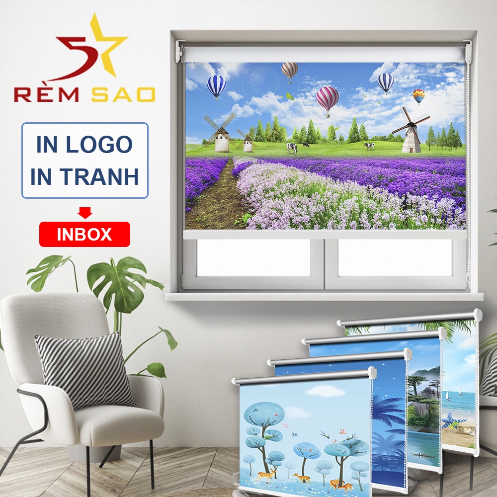 Rèm cuốn in tranh văn phòng, phòng ngủ, phòng khách, Rèm chống nắng 100% Rèm 5 Sao