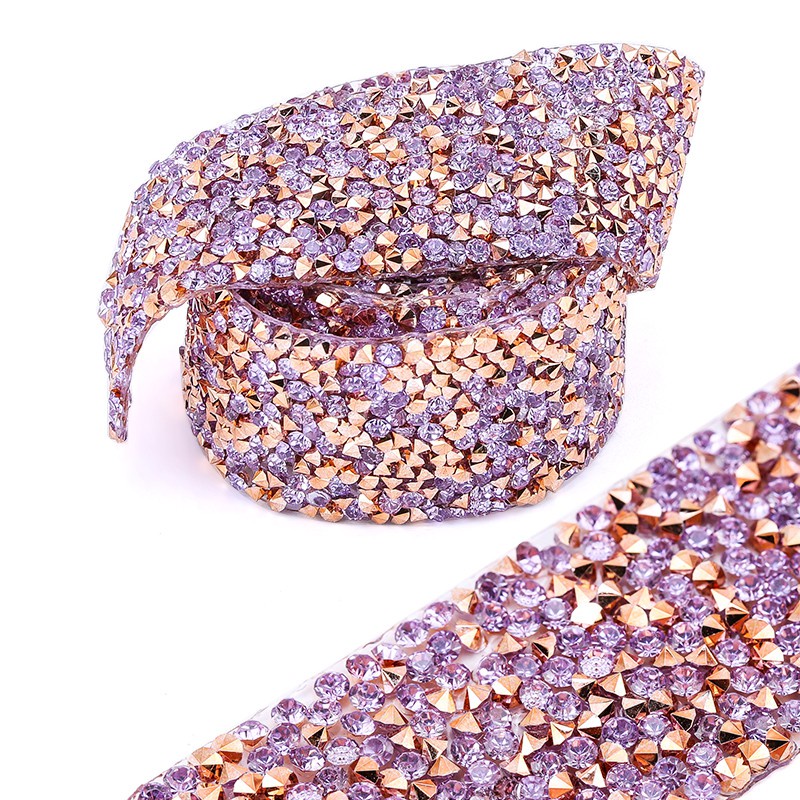 Dây Xích Đính Đá 1 Yard 15-30mm 1-Row Màu Vàng Hồng Trang Trí Giày Dép