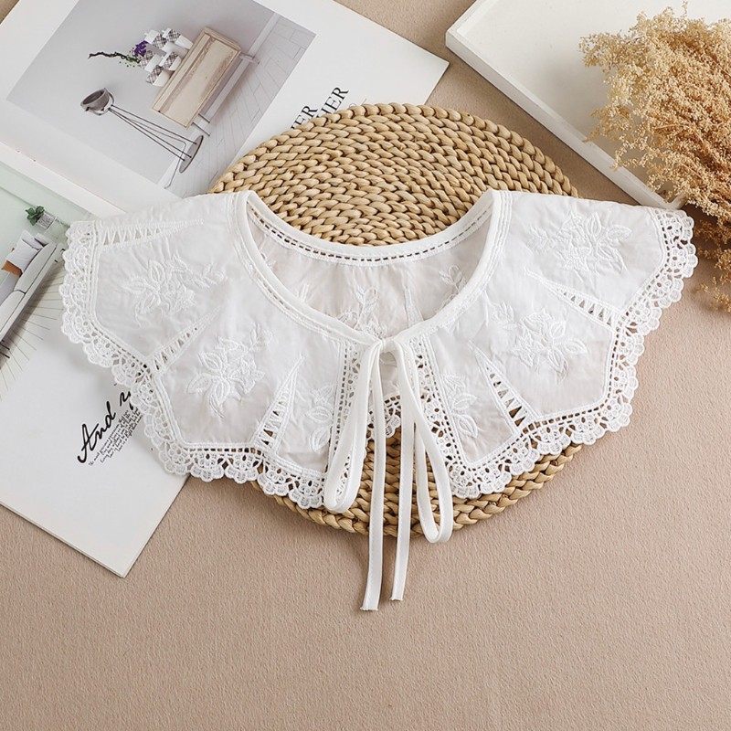 Cổ áo giả thêu ren hoa lãng mạn trang trí đầm áo kiểu thường ngày dành cho nữ