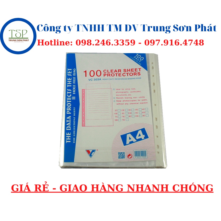Bìa Sơ Mi Lỗ 4Lạng2 VC ( 100 tờ/xấp )
