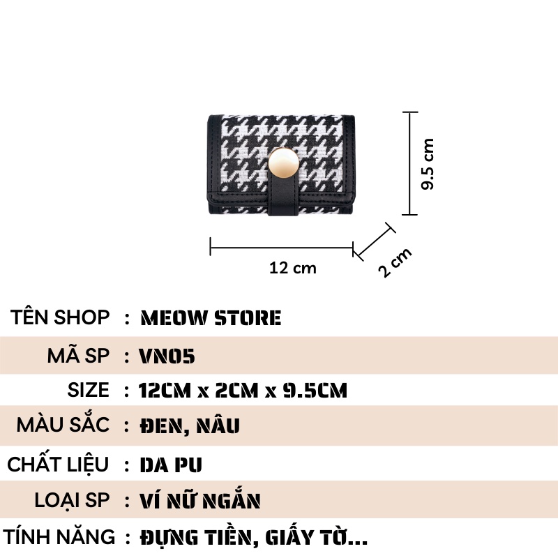 Ví nữ cầm tay ngắn mini nhỏ gọn cao cấp caro bỏ túi đẹp giá rẻ MEOW STORE VN05