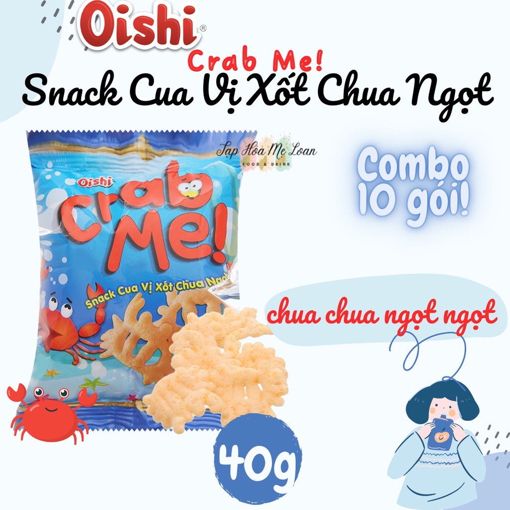 [COMBO 10 Gói X 32g]Bánh Snack Bim Bim Cua Vị Xốt Chua Ngọt Oishi