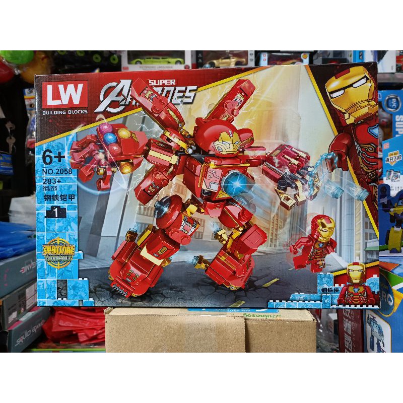 2058-1 Hộp lê gô lắp ghép mô hình Robot Người Sắt SUPER HEROES, gồm 283 chi tiết