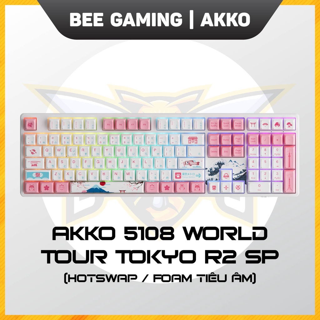 Bàn phím cơ AKKO 5108 World Tour Tokyo R2 - Hotswap | AKKO CS Switch | Foam tiêu âm