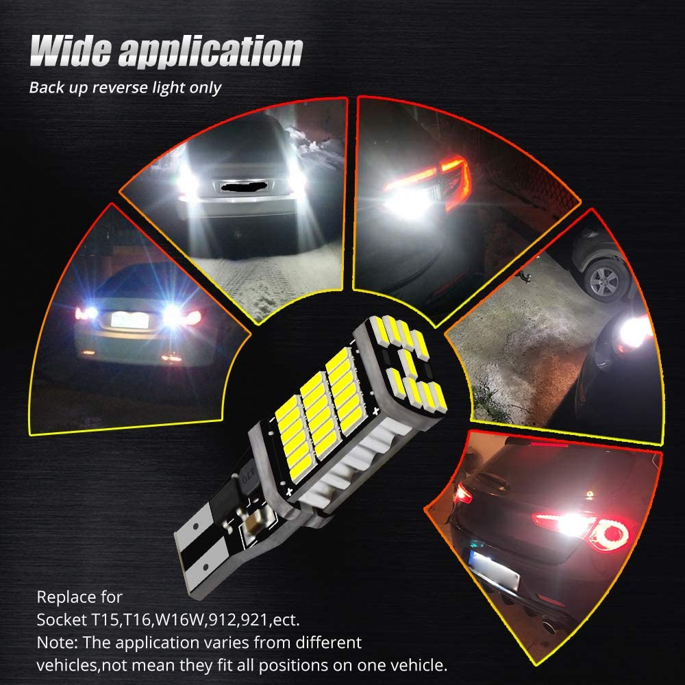 Set 2 Bóng Đèn LED T15 W16W 921 912 T16 902 Công Suất Cao 45 4014SMD 1200LM Ánh Sáng Trắng Dành Cho Ô Tô