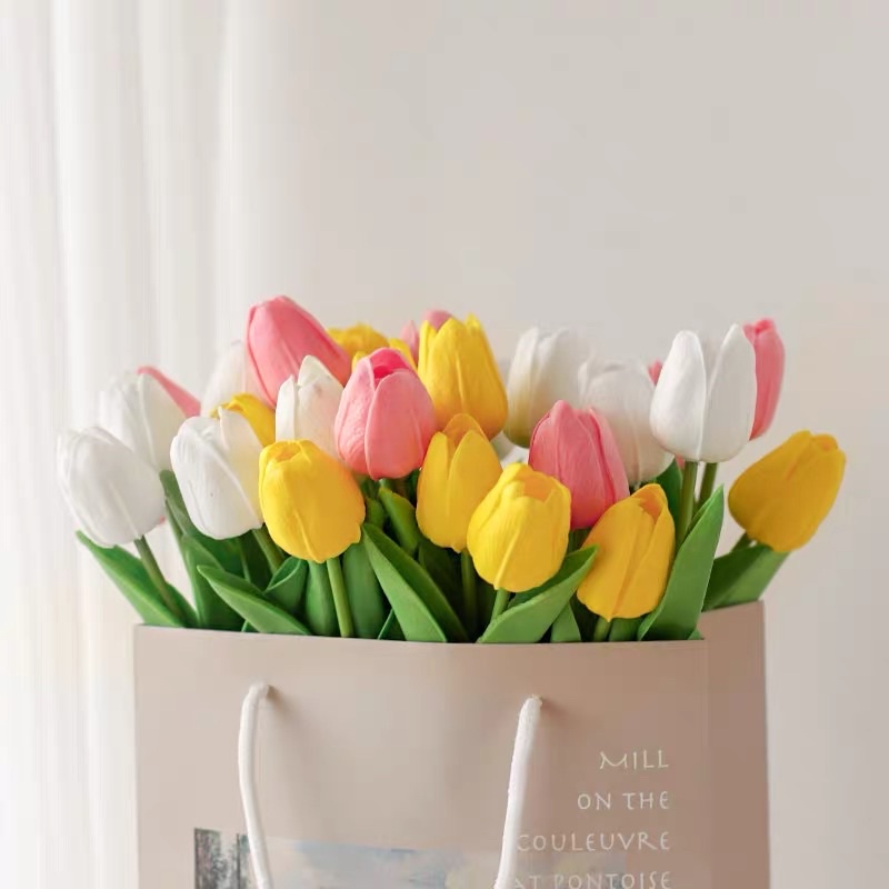 Hoa giả Tulip giống thật đến 99% - hàng lá xoăn loại 1