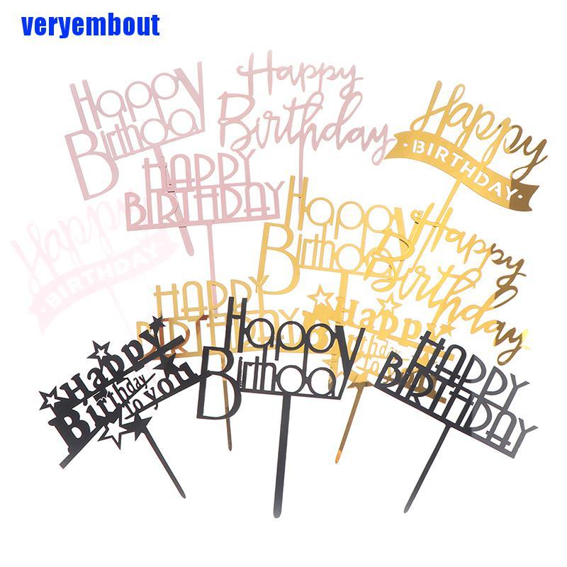 1 Topper Trang Trí Bánh Kem Chữ Happy Birthday Bằng Nhựa Acrylic