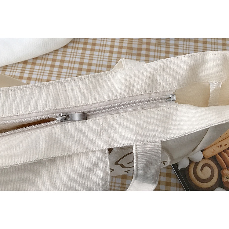 Túi tote vải canvas thời trang hàn quốc đựng đồ đi học đi chơi - gấu bánh mì
