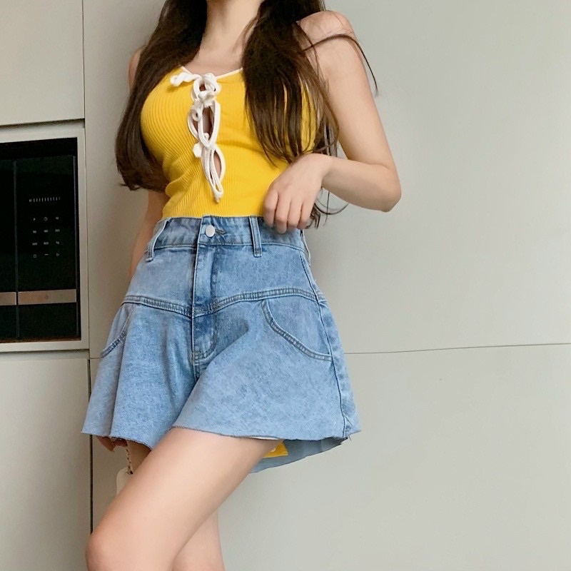 Quần jeans đùi loe kiểu nữ có 3 Size S M L