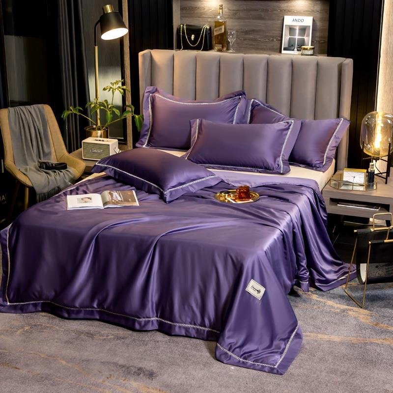 Bộ phi lụa Luxury chăn trần mềm mại mát rượi thoáng mát,bộ 4 món phi lụa luxury chăn trần mềm mại