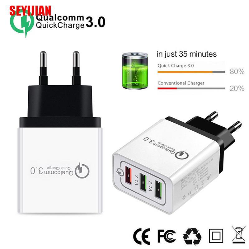 Củ sạc nhanh QC 3.0 3 cổng USB 30W 2018 tiện lợi