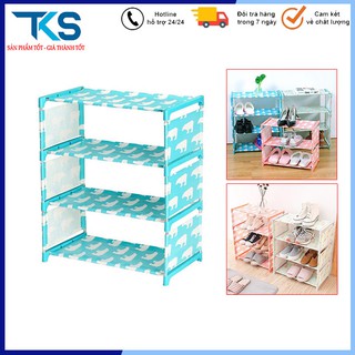 Kệ để giày dép 4 tầng vải không dệt hoa