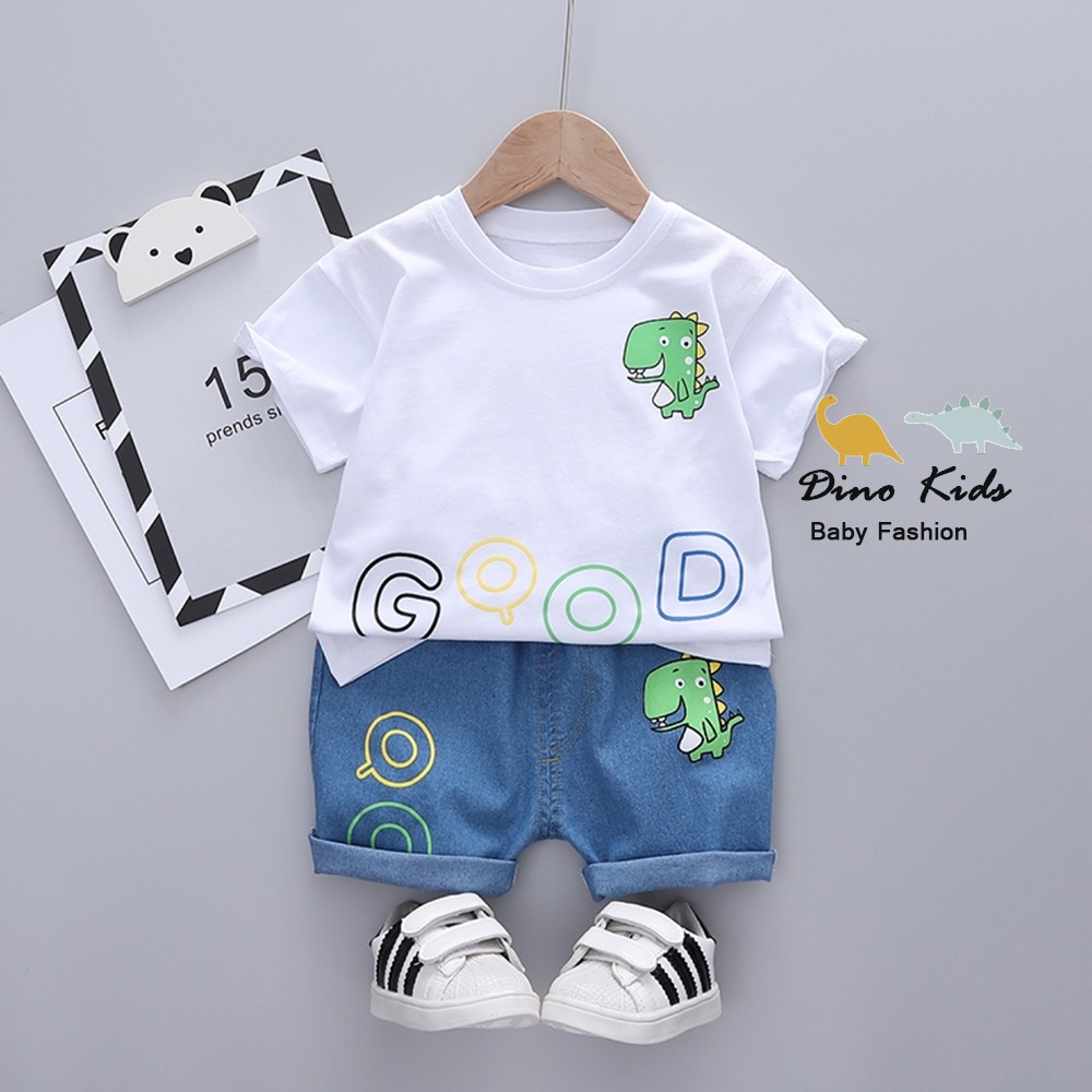 Bộ quẩn áo cho bé trai, bộ quần short jean KL cute cho bé