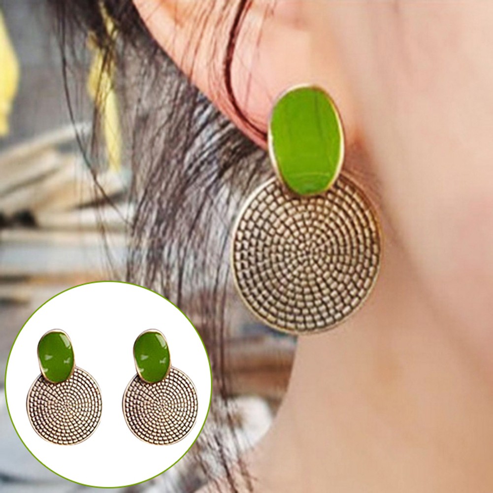 Đôi Khuyên Tai HìNh VòNg TròN ĐíNh Kim Cương Giả ThờI Trang Cho Nữ