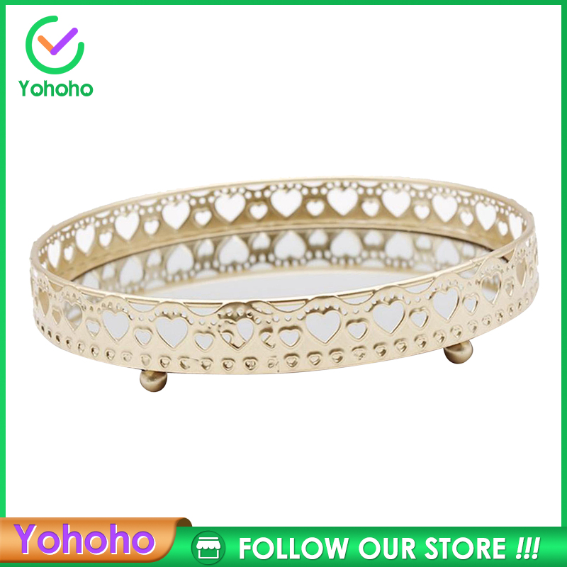 [Khay Gương Vàng Nhà Tổ Chức Trang Sức Khay Vanity Nước Hoa Tủ Quần Áo Khay Trang Trí, Khay Trang Điểm Kính Hiển Thị Cho Phòng Tắm Phòng Ngủ Bảo Quản Mỹ Phẩm