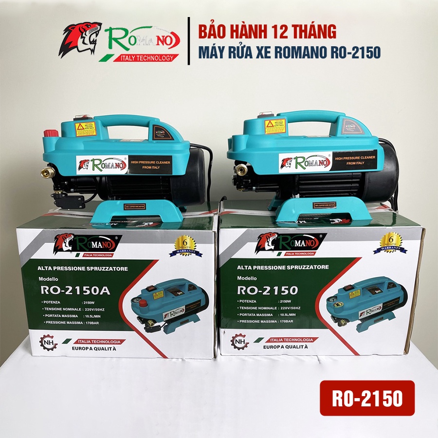 Máy rửa xe Romano RO2150A công suất 2150W có chỉnh áp, chống giật hiện đại bảo hành 12 tháng