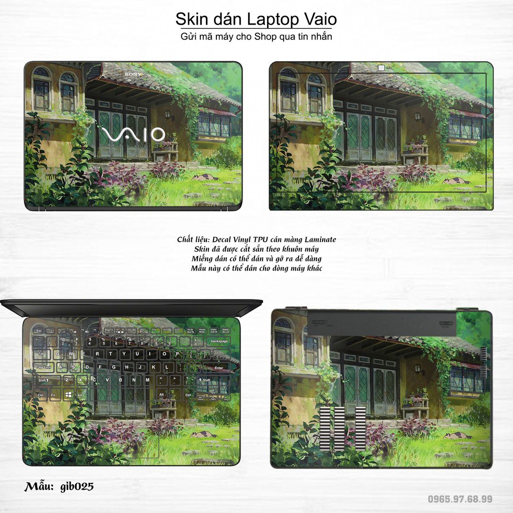 Skin dán Laptop Sony Vaio in hình Ghibli anime (inbox mã máy cho Shop)