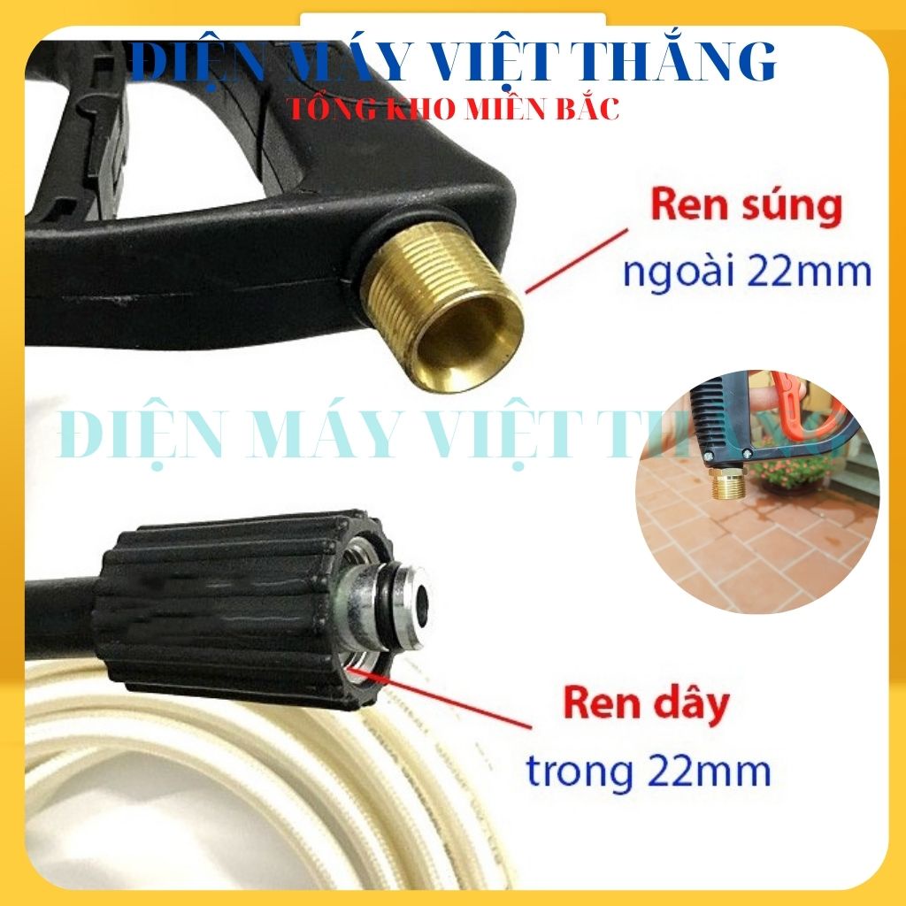 Đầu súng rửa xe, tăng áp lực cao, xịt phun bọt tuyết siêu mạnh Ren ngoài 22mm