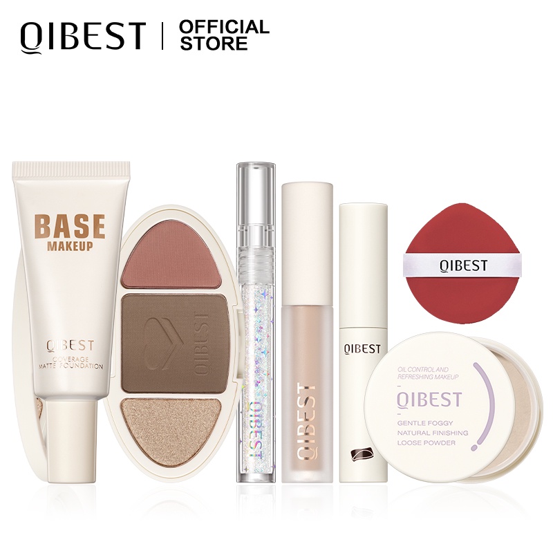 Set 7 món mỹ phẩm QIBEST thích hợp cho người mới học trang điểm 30g 