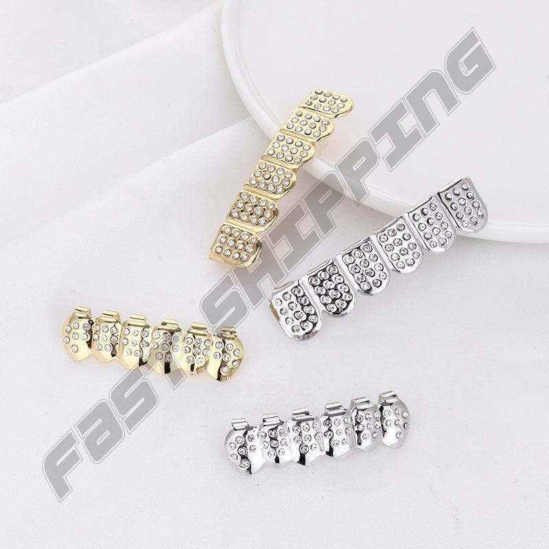 Hip Hop Rhinestone Teeth Caps Top & Bottom Grillz Toys 4 Colors Fashion