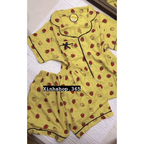 Bộ ngủ pijama mặc nhà cộc tay chất đũi xốp thoáng mát thấm hút mồ hôi siêu tốt
