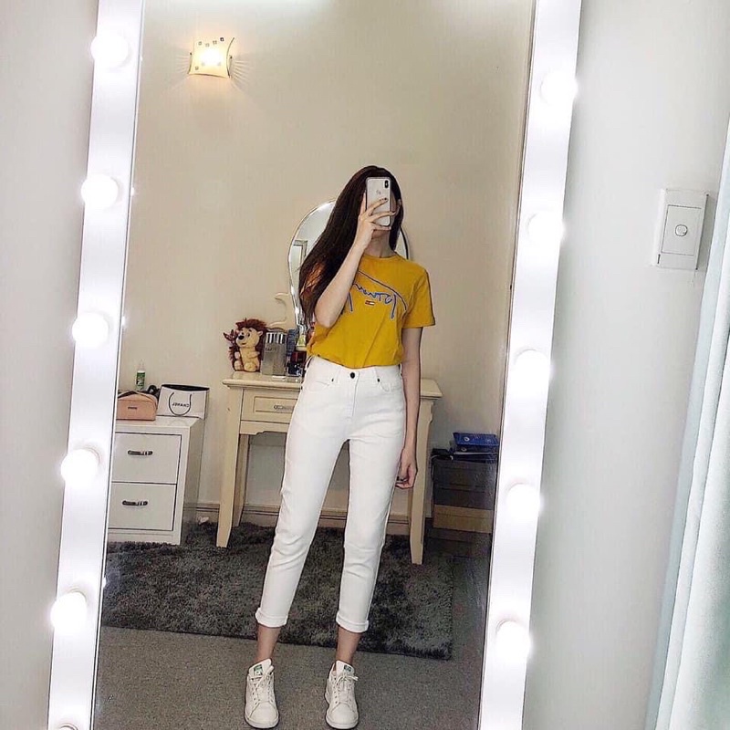Quần baggy trắng/đen trơn