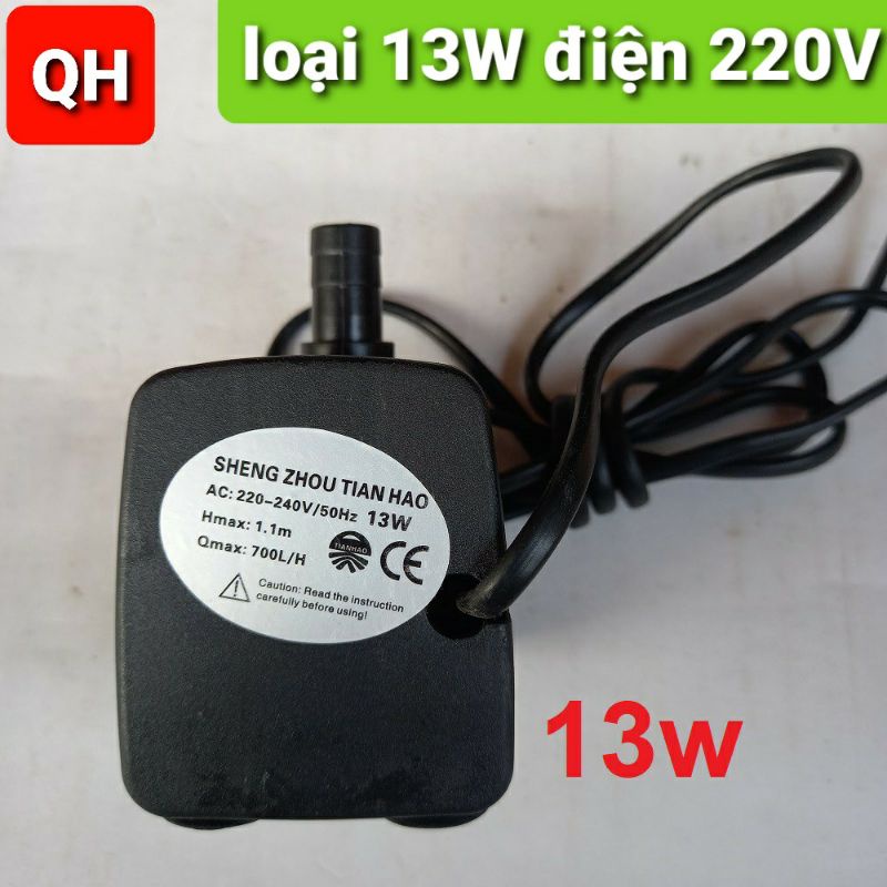 Máy bơm hòn non bộ - Bơm chìm mini loại 13W - 220V quạt điều hoà hơi nước - bể cá thủy cảnh