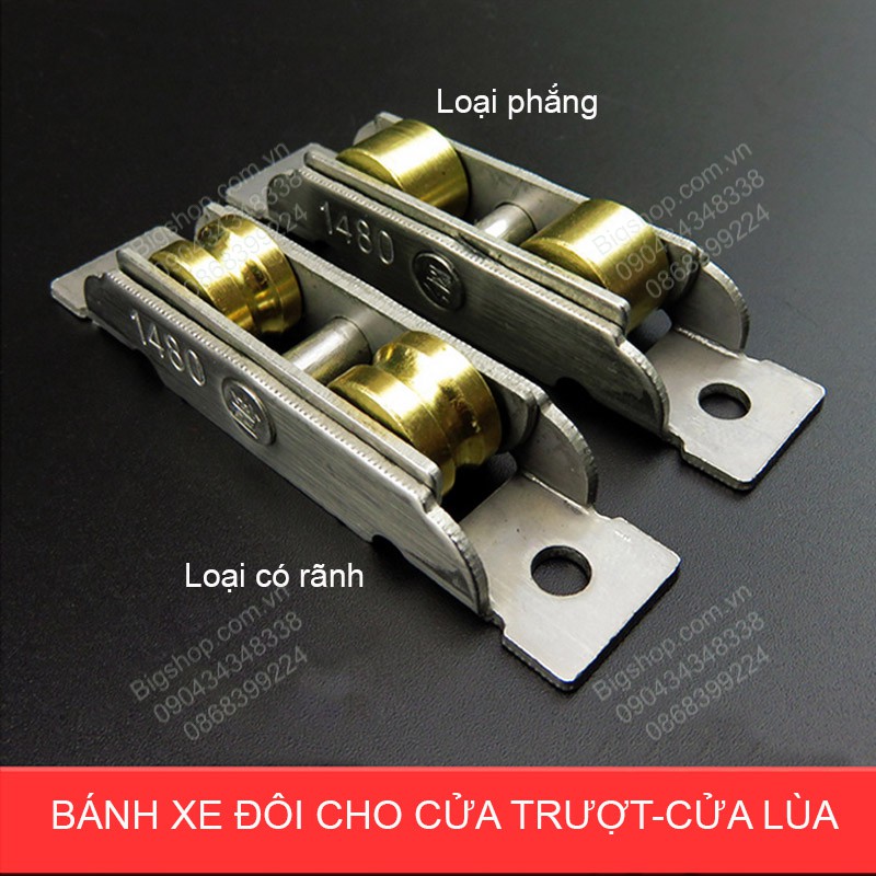 Bộ 2 bánh xe đôi cho cửa trượt-cửa lùa bằng inox không gỉ, dùng cho cửa nhựa, nhôm, thép