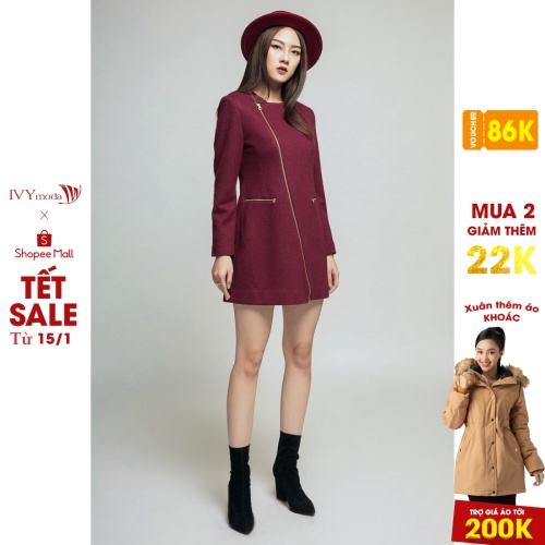 [NHẬP WABRTL5 GIẢM 10% TỐI ĐA 50K ĐH 250K ]Áo Khoác Nữ dáng suông khóa kéo IVY moda MS 71B6006