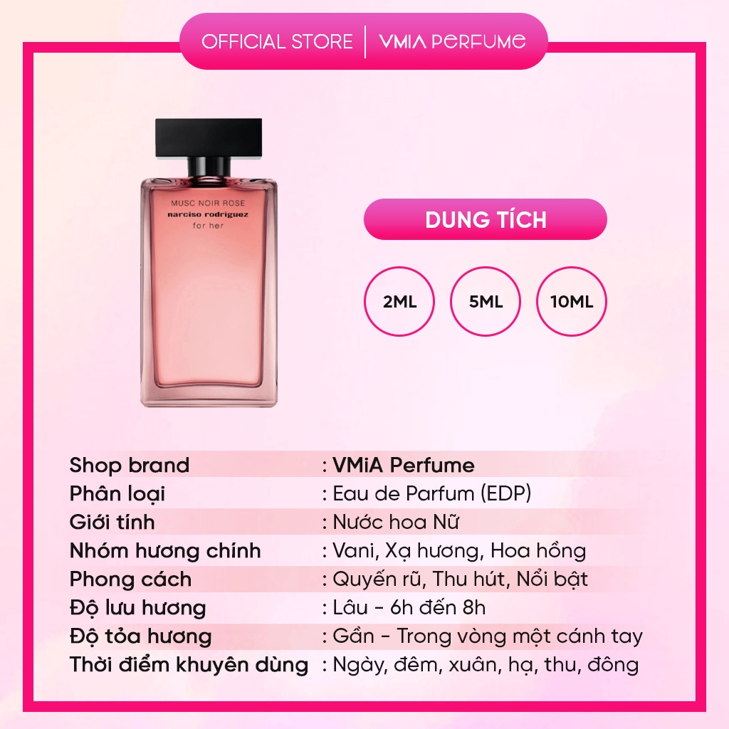 Nước hoa Nữ Narciso Rodriguez Musc Noir Rose mẫu thử 2ml 5ml 10ml