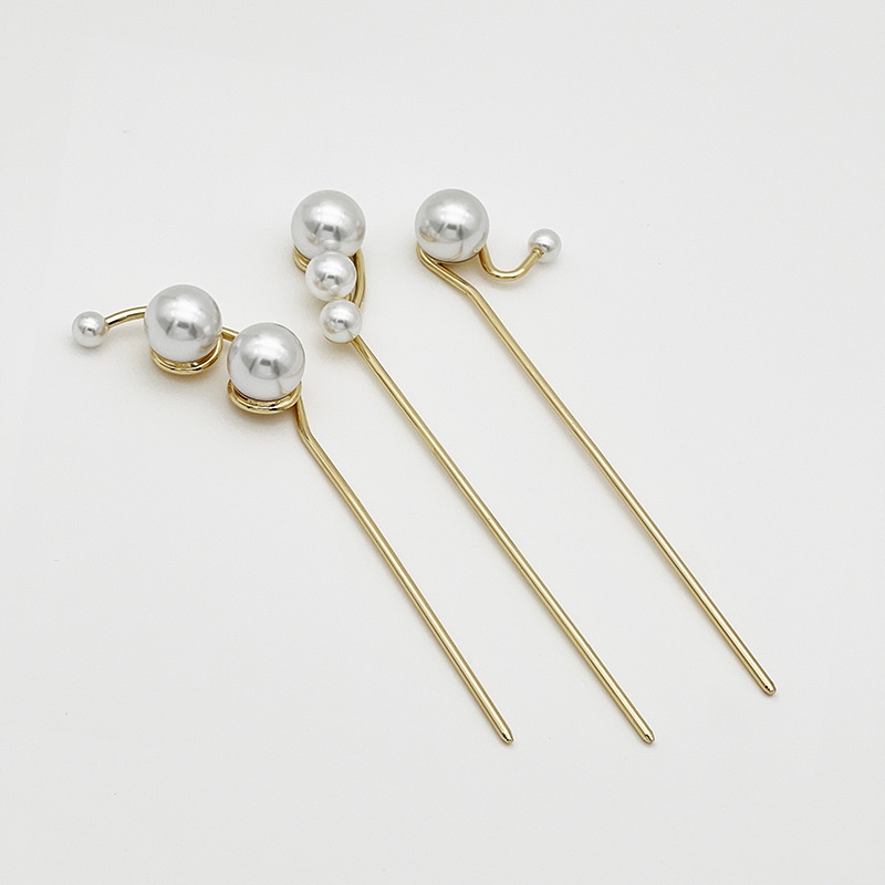 Trâm cài tóc nữ cá tính đính hạt trai ABS dùng búi tóc hằng ngày phong cách công sở vintage