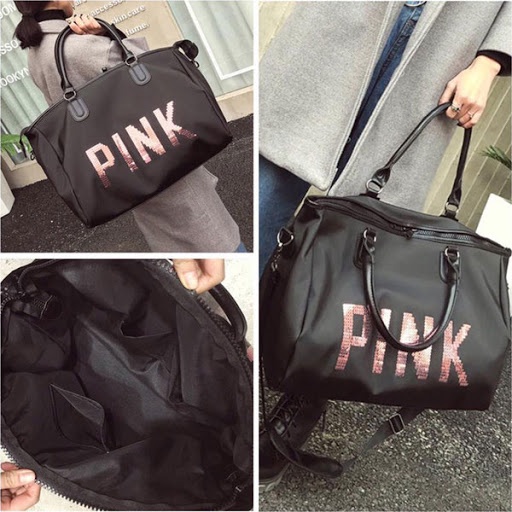 Túi du lịch PINK cao cấp 2 màu hồng đen