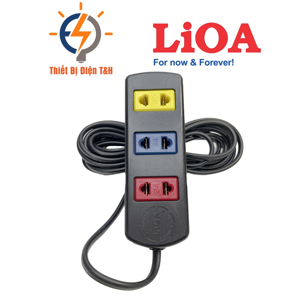 Ổ cắm điện LIOA, 3 ổ cắm, 1 công tắc, chịu tải 1000w, dây dài 3M, 5M, 3TC3-2 - 3TC5-2 - Thiết Bị Điện T&amp;H