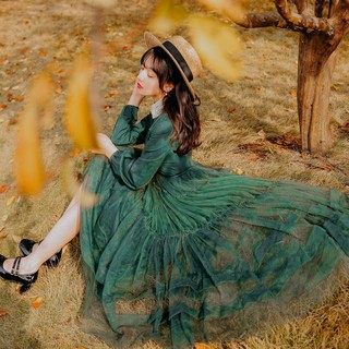 Đầm váy maxi dáng xòe vintage retro ullzang bánh bèo tiểu thư công chúa đẹp giá rẻ đi biển