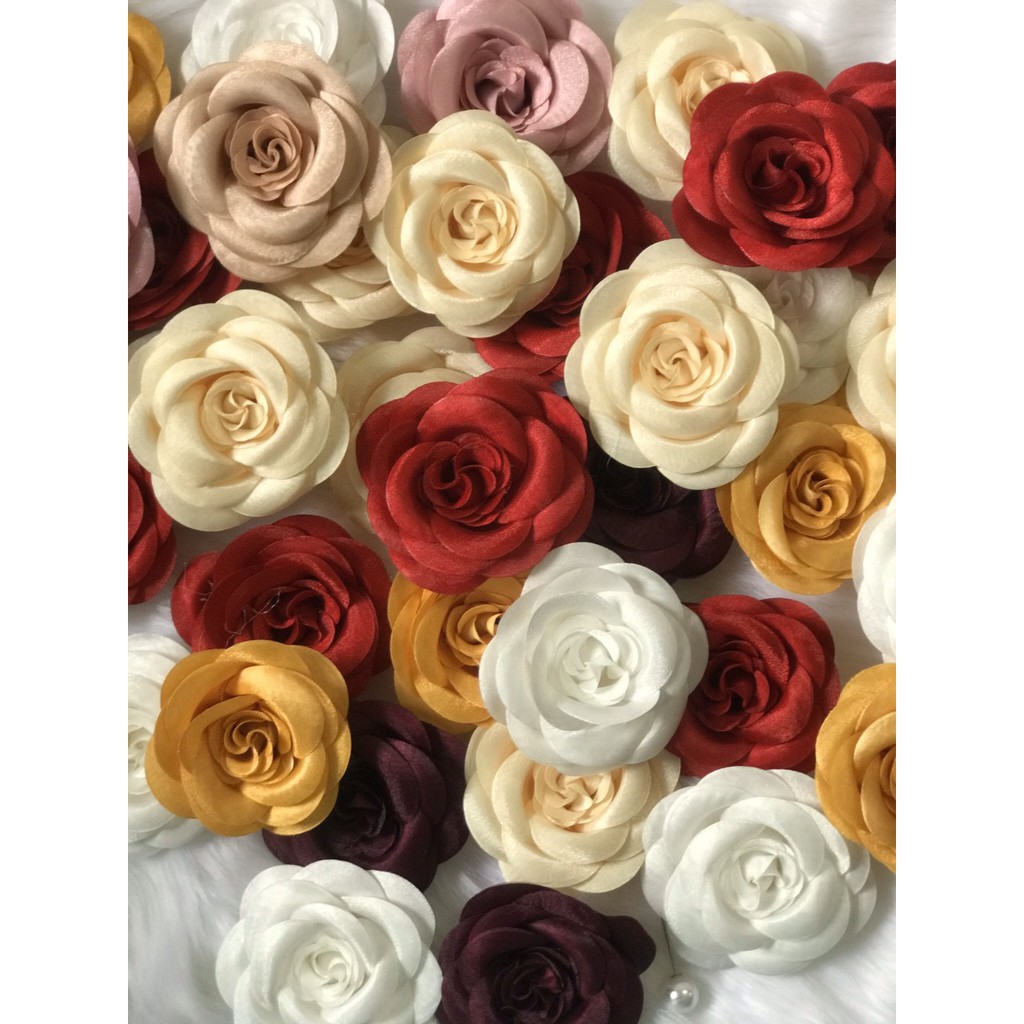 Hoa Cài Áo Váy Chất Liệu Lụa Cao Cấp Tag Hoa Trà Lớn Cài Áo, Kiểu Cài Áo Hoa Có Ghim