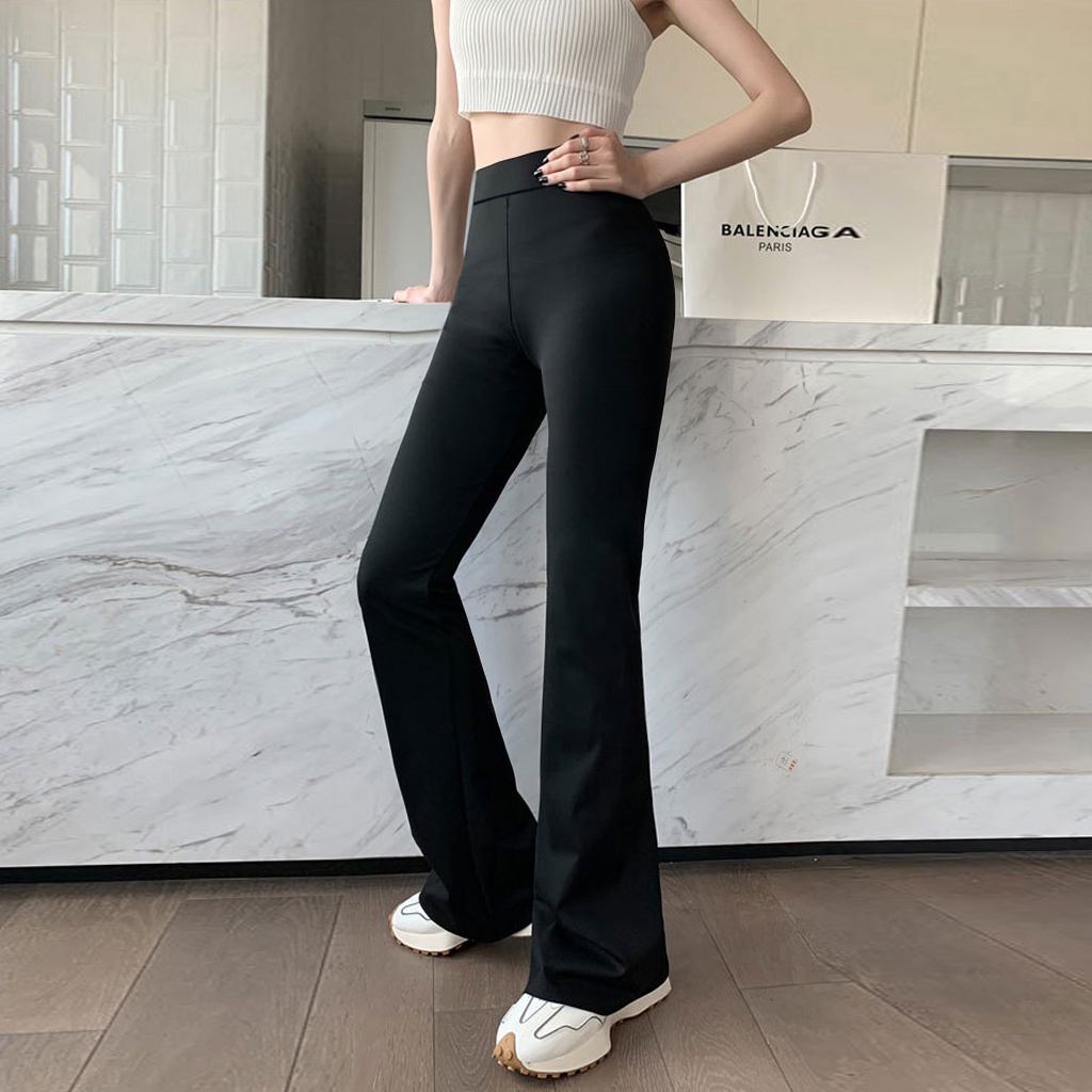 Quần ống loe Lưng Cao co giãn 4 chiều Madela, Quần legging loe Cạp Cao Siêu Hách Dáng