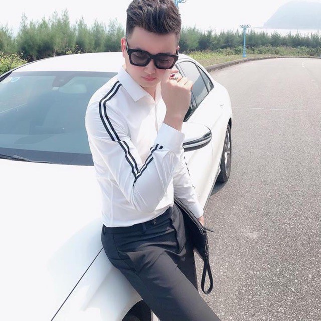 Áo sơ mi trắng phối tay hàng cao cấp slimfit body hàng chuẩn loại 1