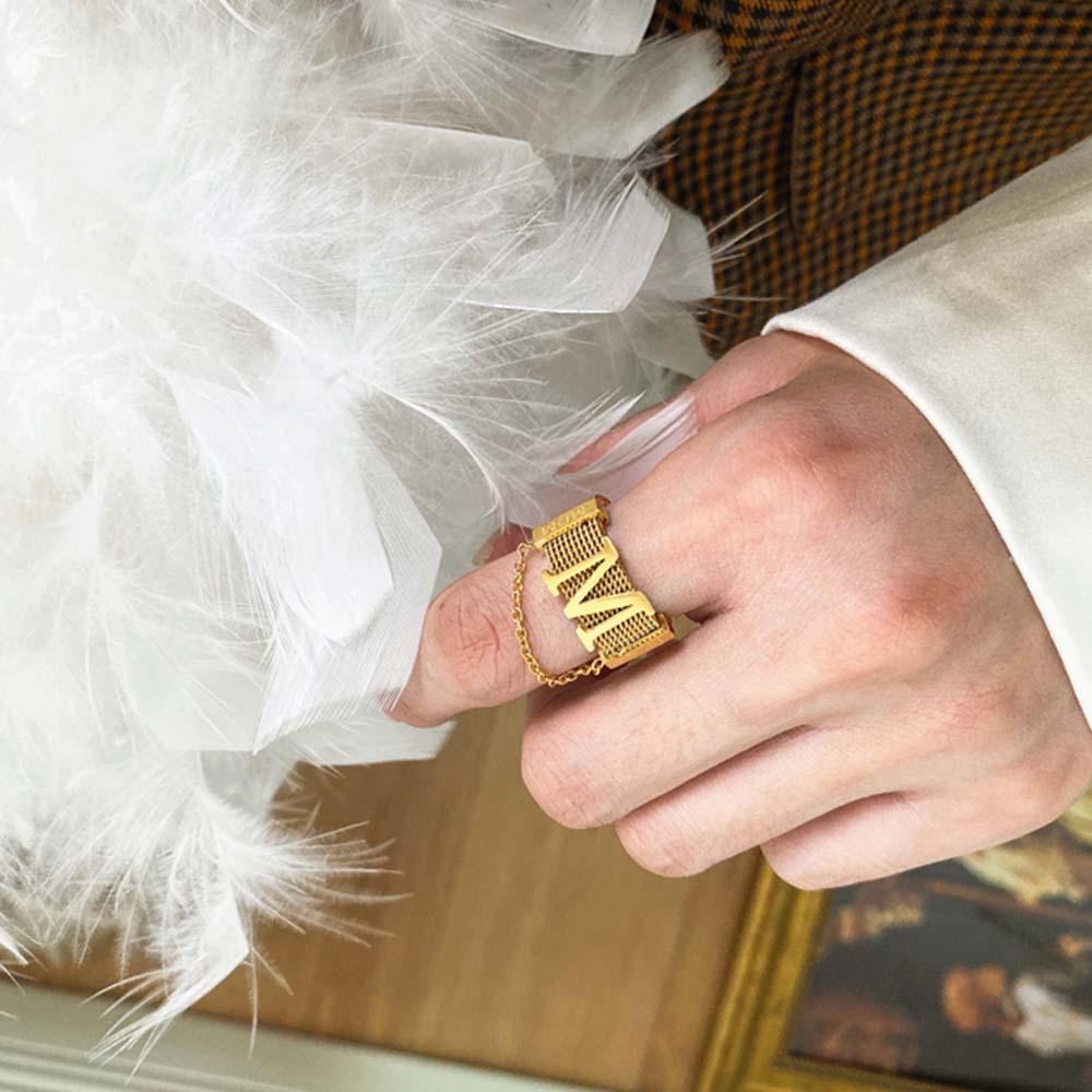 Nhẫn Thời Trang Hàn Quốc Khắc Chữ M Độc Đáo