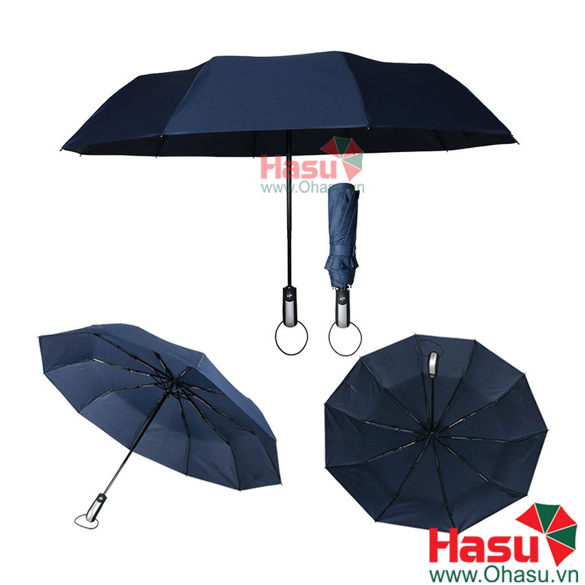 Ô dù 10 nan gấp gọn đóng mở bằng nút bấm chống UV Hasu - Xanh tím than