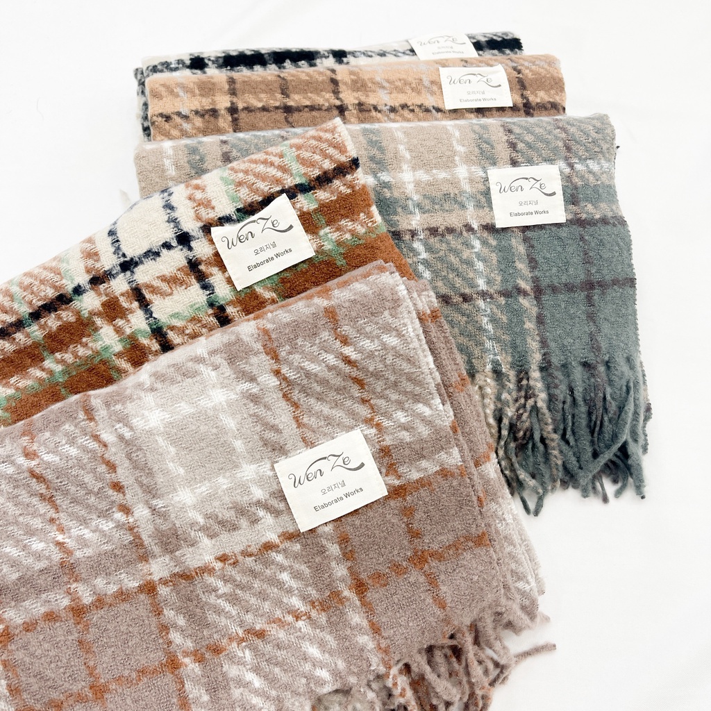 [HÀNG CÓ SẴN] Khăn dạ kẻ caro May Boutique khăn quàng cổ dạ kẻ có tua rua PKH21A_110.062
