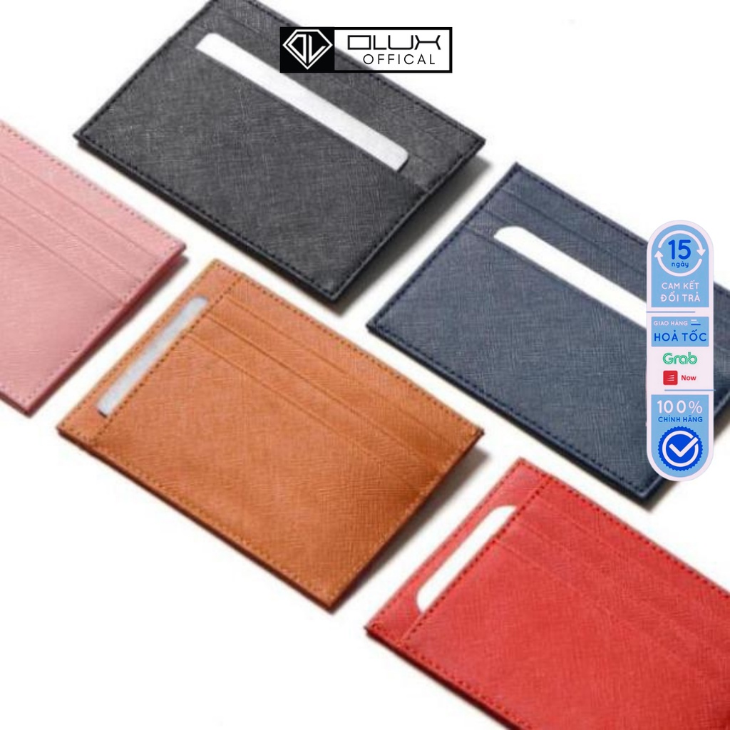 Ví mini nữ, ví nam Bóp Cardholder ZERO Da Saffiano Nhập Khẩu Cao Cấp Chống Thấm Nước Unisex