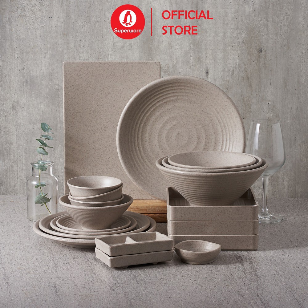 Bộ Bát Đĩa SUPERWARE Nhựa Phíp 100% Melamine - Light Brown N2