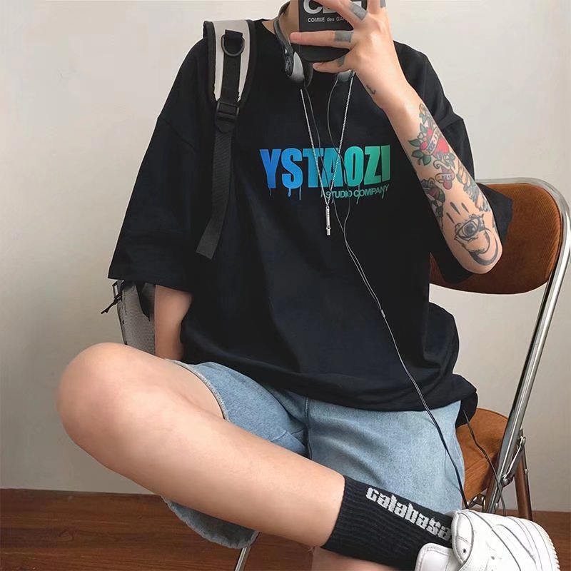 Áo Thun Cổ Tròn Tay Nửa In Chữ Phong Cách Hip Hop Thời Trang Mùa Hè Dành Cho Couple 2022