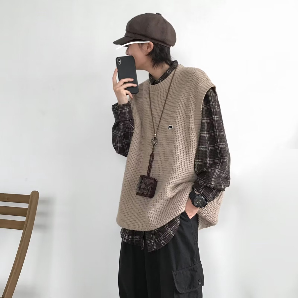 Áo Ba Lỗ Dệt Kim Dáng Rộng Oversize Thời Trang Unisex Nhật Bản Chất Lượng Cao Size M-3XL